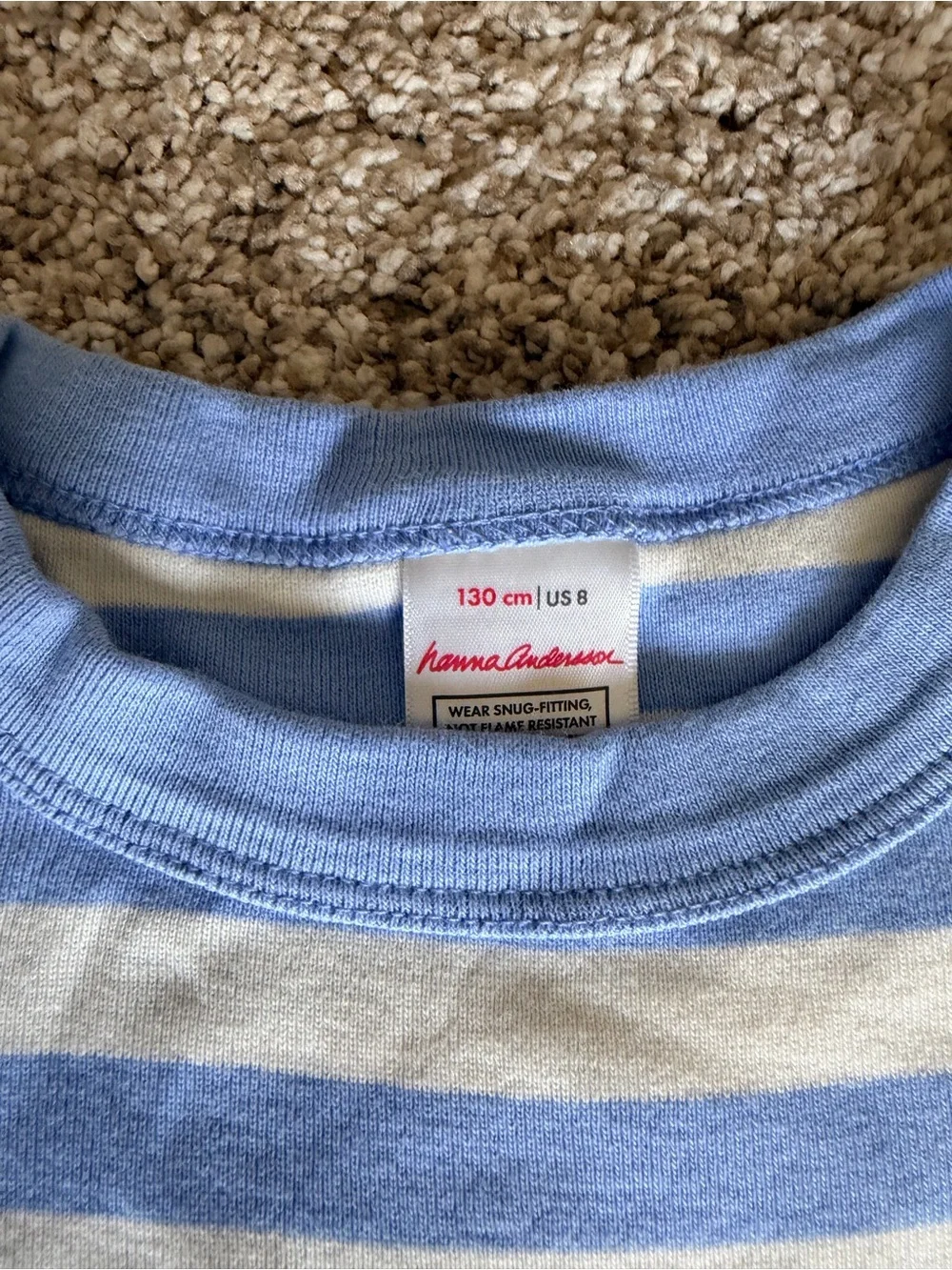 Hanna Andersson Blue and Cream Striped Kids Pajama Set